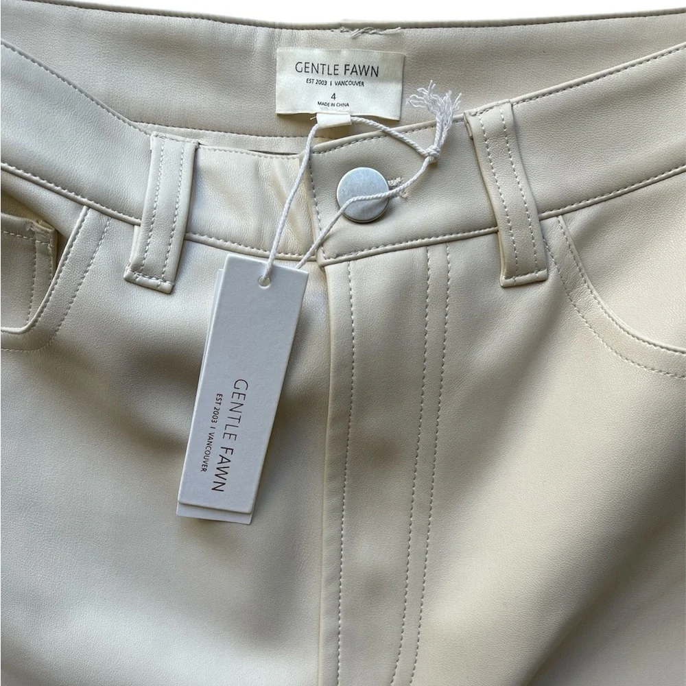 Gentle Fawn Vegan Leather Cream Pants High Rise Cropped Size 4 NWT - Picture 4 of 5